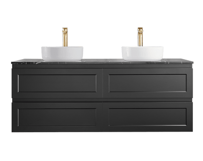 1500mm Fremantal Wall Hung Vanity PVC - Cabinet Only - Double Bowl - Matte Black