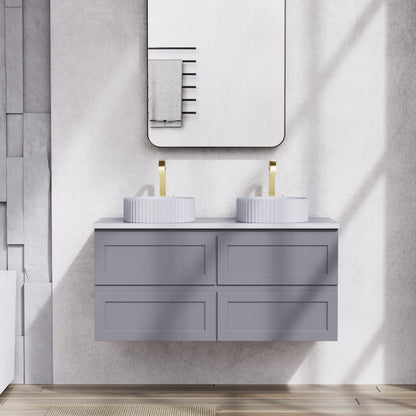 1200mm Fremantal Wall Hung Vanity PVC - Cabinet Only - Double Bowl - Matte White