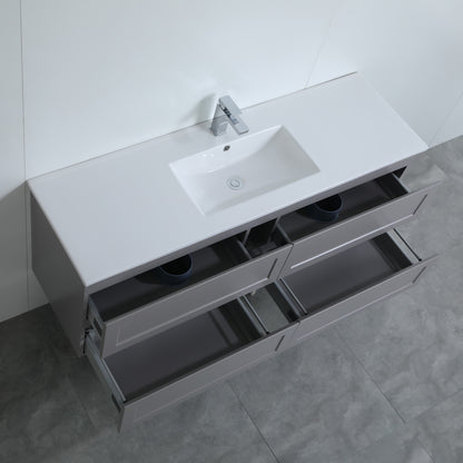 1500mm Fremantal Wall Hung Vanity PVC - Cabinet Only - Single/Double Bowl - Matte White