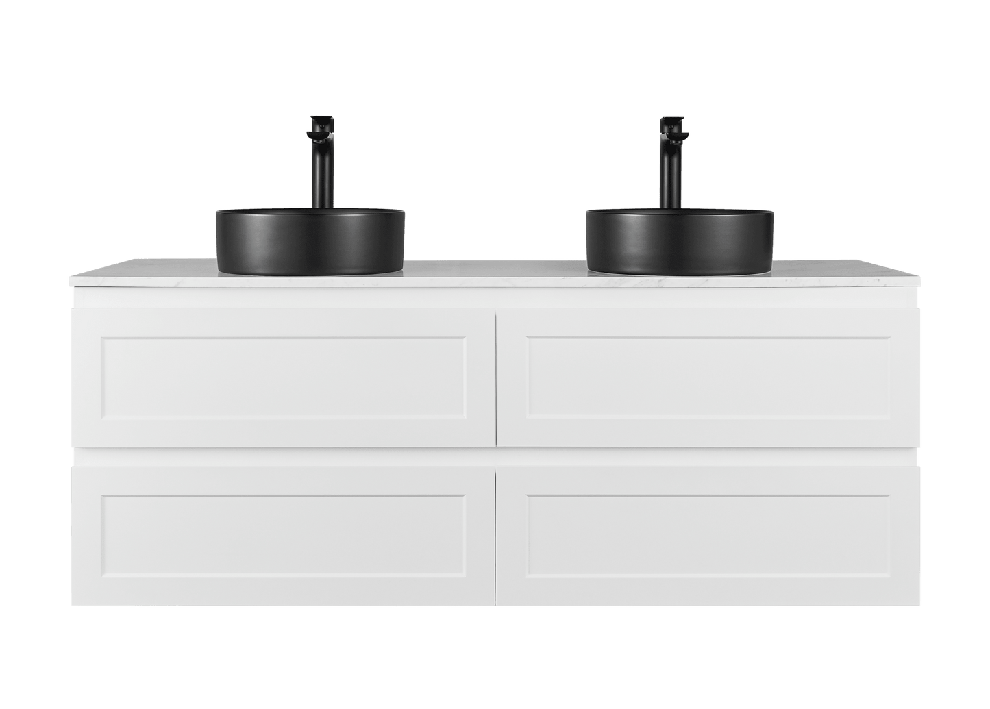 1500mm Fremantal Wall Hung Vanity PVC - Cabinet Only - Double Bowl - Matte White