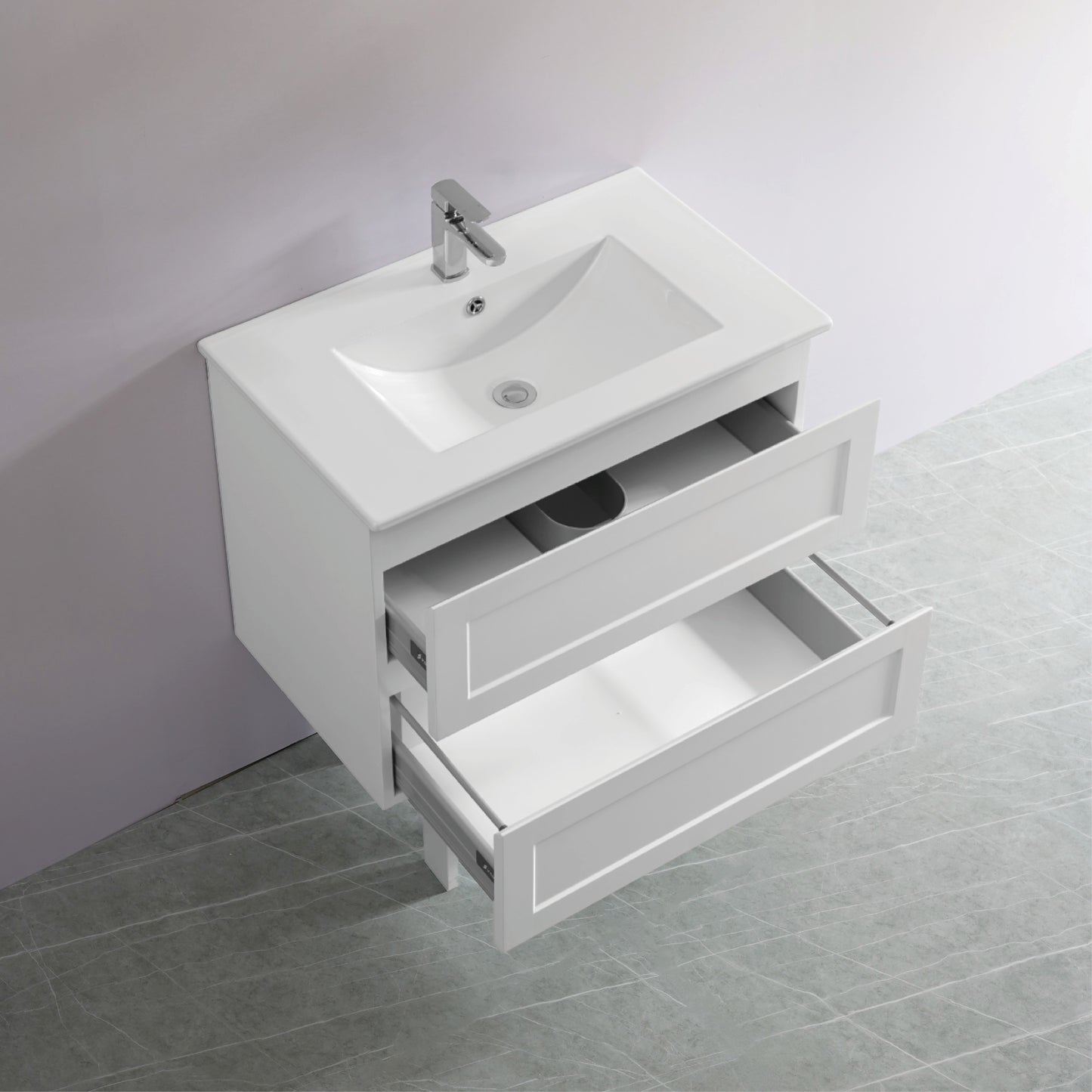 750mm Fremantal Wall Hung Vanity PVC Cabinet Only - Matte White