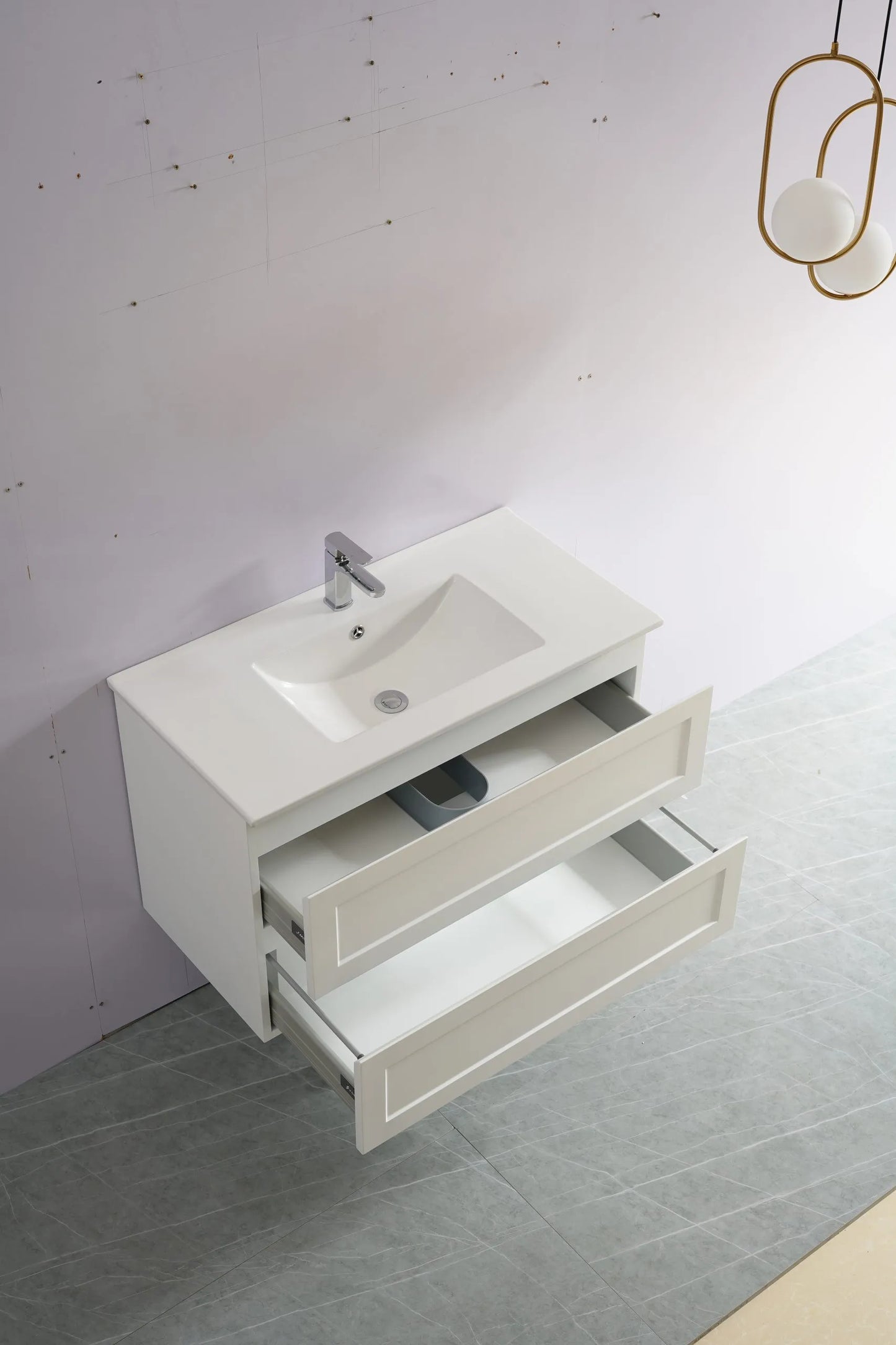900mm Fremantal Wall Hung Vanity PVC Cabinet Only - Matte White