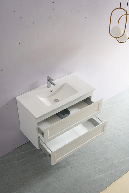 900mm Fremantal Wall Hung Vanity PVC Cabinet Only - Matte White