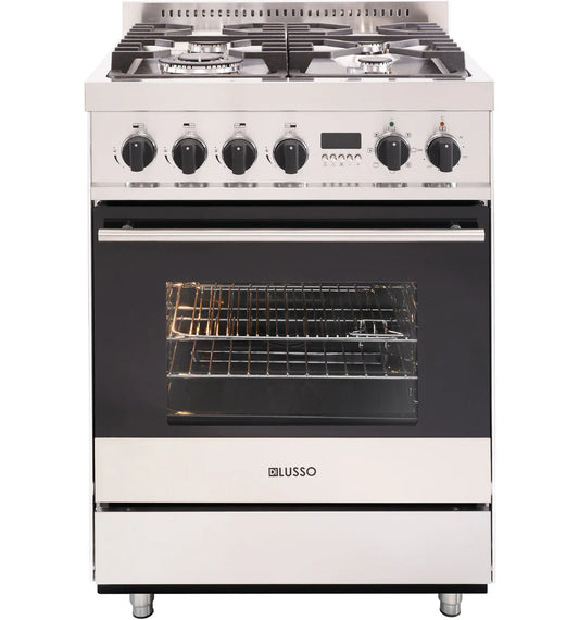 600mm Freestanding Dual Fuel Cooker - 8 Function Electric Oven, 4 Gas Burners, Cast Iron Trivets