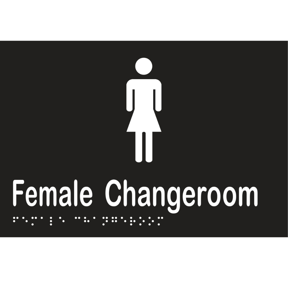 Female Changeroom Braille Sign - Vinyl - Black with White Infill