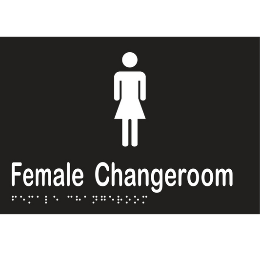Female Changeroom Braille Sign - Vinyl - Black with White Infill