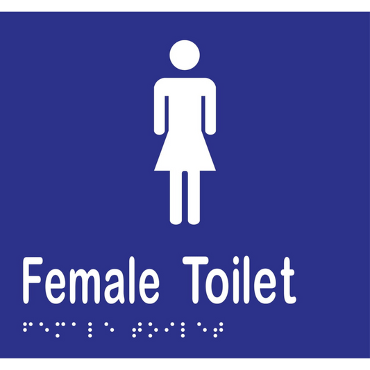 Female Toilet Braille Sign -Vinyl - Blue with White Infill
