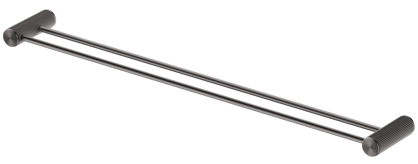 Mica Fluted Double Towel Rail - 800mm - Gunmetal