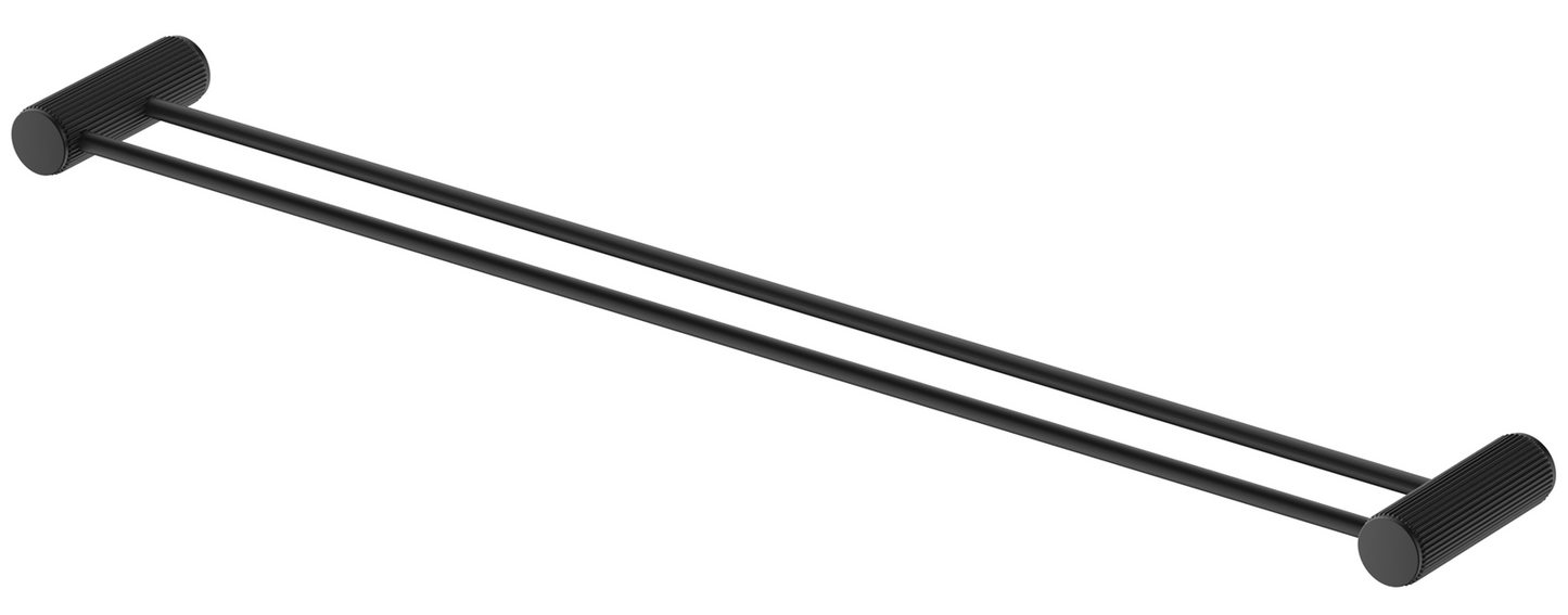 Mica Fluted Double Towel Rail - 800mm - Black