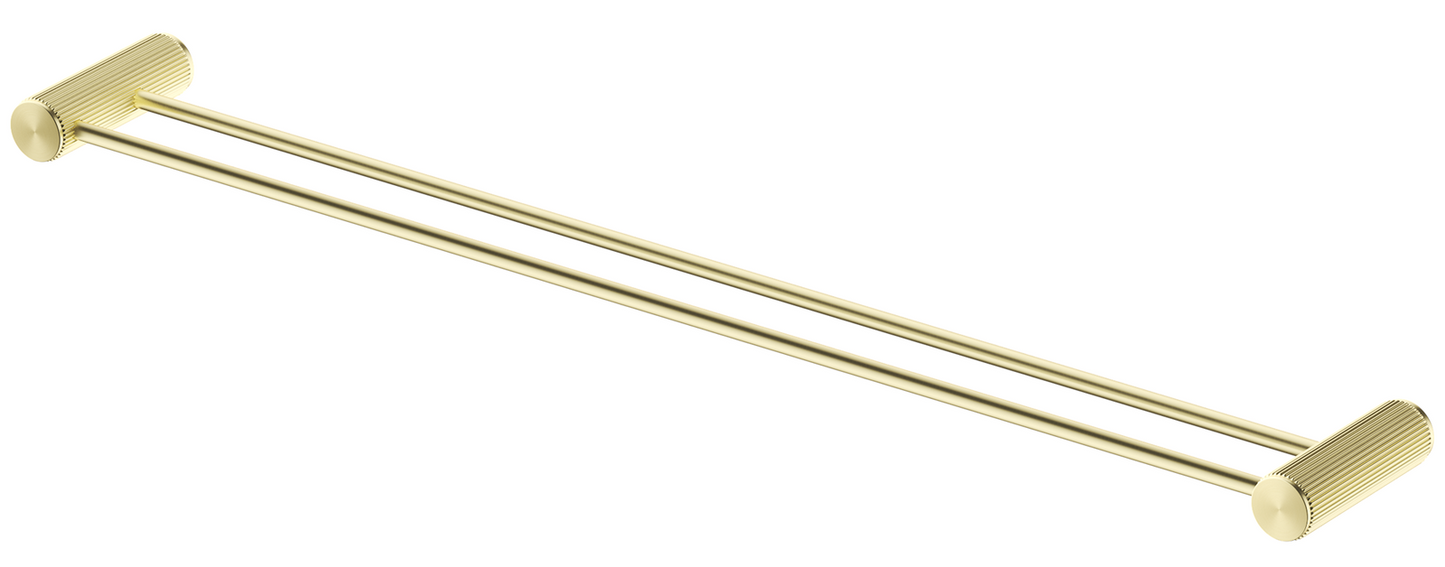 Mica Fluted Double Towel Rail - 800mm - French Gold
