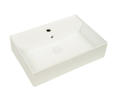 605*420*150mm Gloss White Wall Hung Basin (1 Tap Hole)