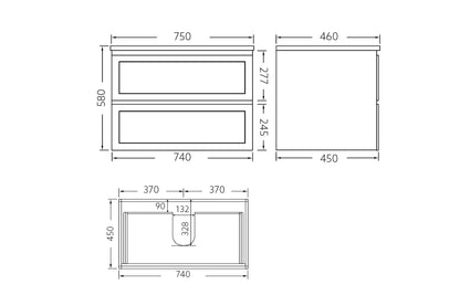 750mm Fremantal Wall Hung Vanity PVC Cabinet Only - Matte White