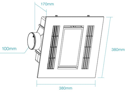 Furnace Mini 2200w PTC Fan Forced Heat 3 in 1
Bathroom Heater Exhaust Fan with 18w Tricolour Light
White
