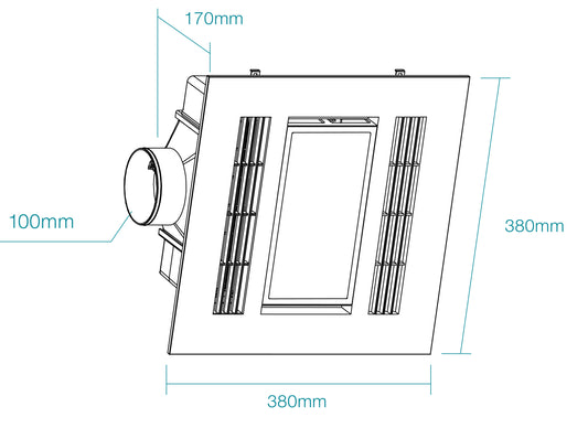 Furnace Mini 2200w PTC Fan Forced Heat 3 in 1
Bathroom Heater Exhaust Fan with 18w Tricolour Light
White