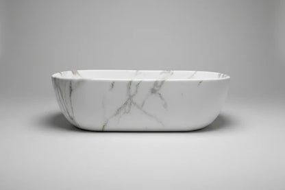 455*320*135mm Matte White with Carrara Design Above Counter Basin