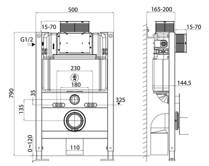 R&T Low Height In-Wall Cistern For Wall Hung Toilet Pan - G3005-F