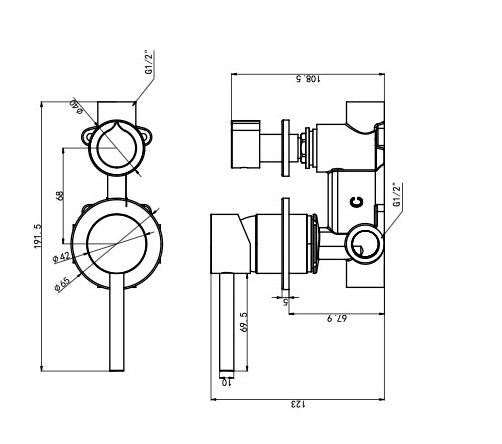 Gigi S3 2-Plate Wall Mixer with Divertor - Brushed Nickel