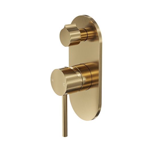 Gigi S3 1-Plate Wall Mixer with Divertor - Brushed Brass
