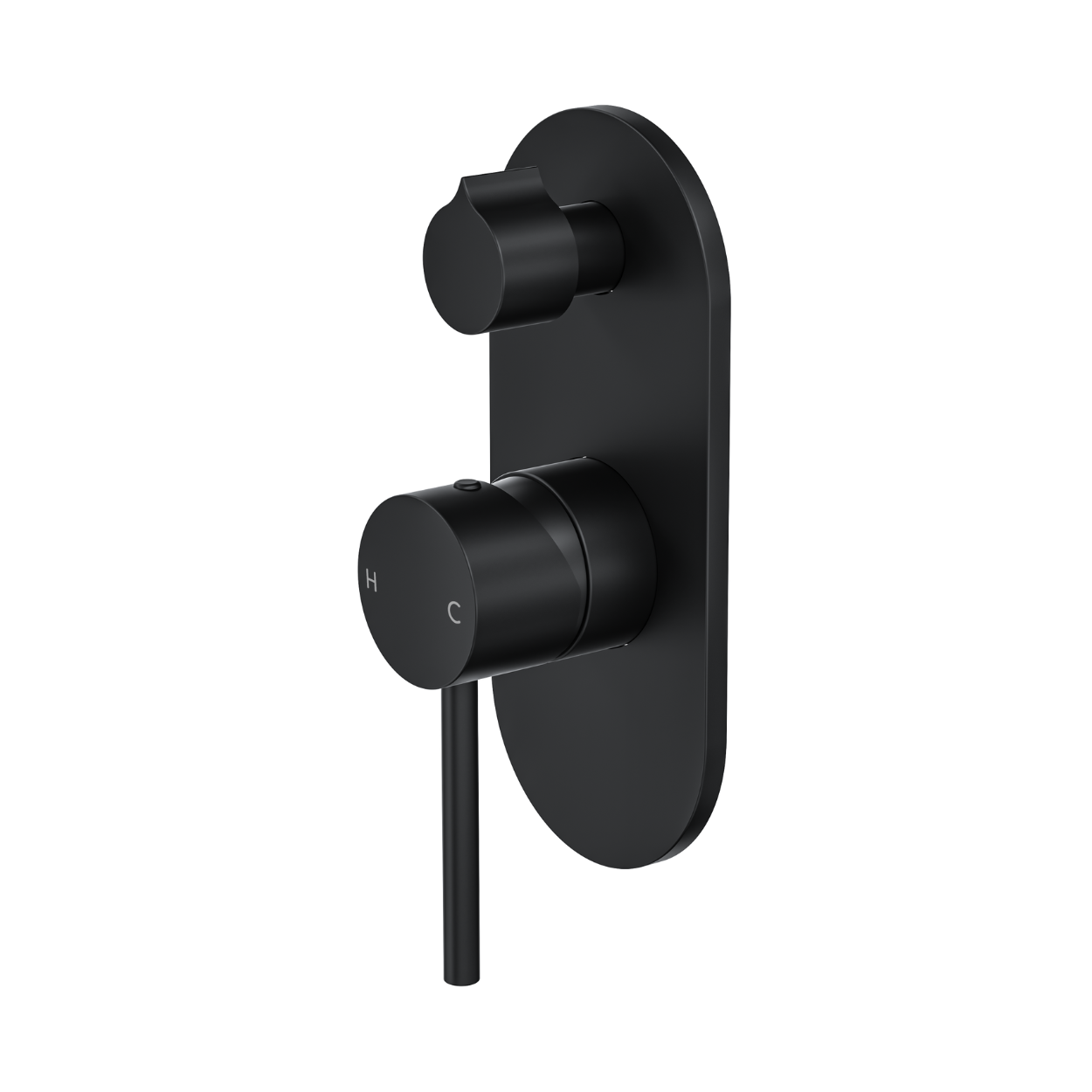 Gigi S3 1-Plate Wall Mixer with Divertor Trim Kit - Matte Black