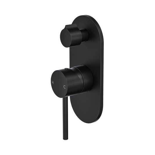 Gigi S3 1-Plate Wall Mixer with Divertor Trim Kit - Matte Black