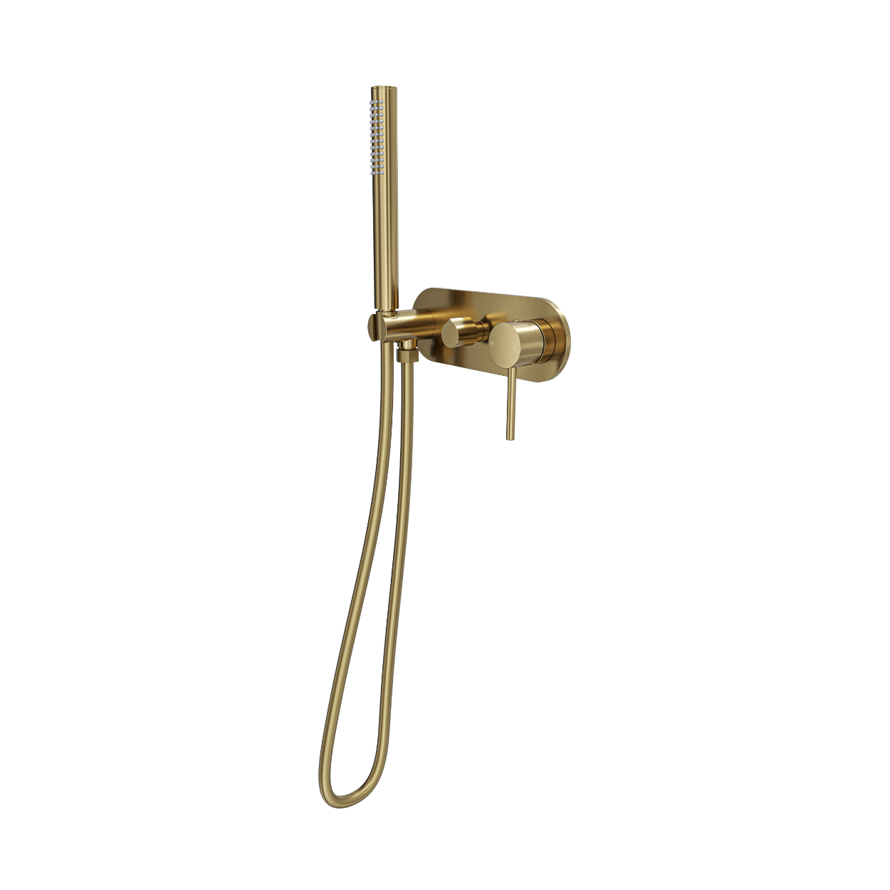 Gigi S3 1-Plate Wall Mixer with Hand Shower - Brushed Brass