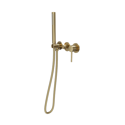 Gigi S3 3-Plate Wall Mixer with Hand Shower Trim Kit - Brushed Brass