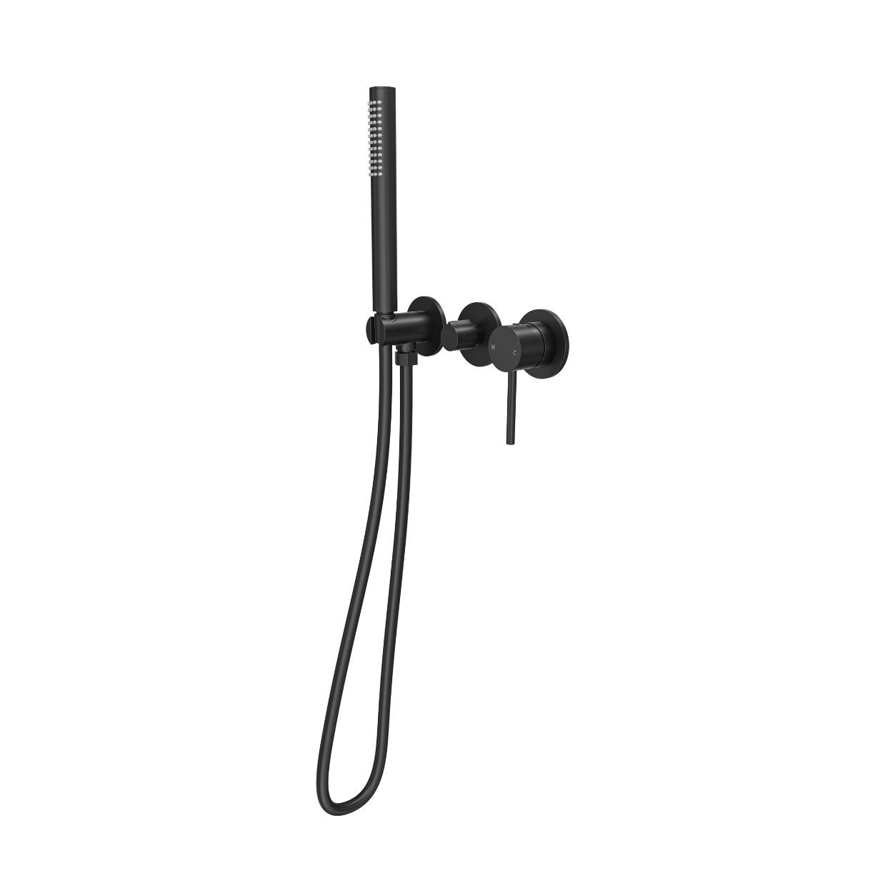 Gigi S3 3-Plate Wall Mixer with Hand Shower Trim Kit - Matte Black