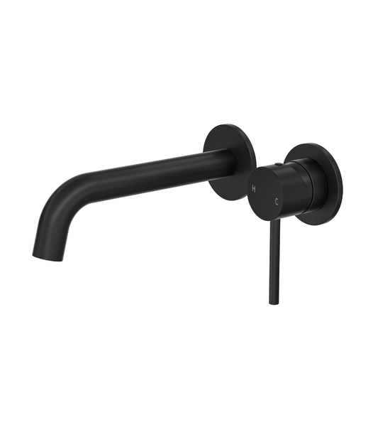 Gigi S3 2-Plate Wall Basin or Bath Mixer - Matte Black