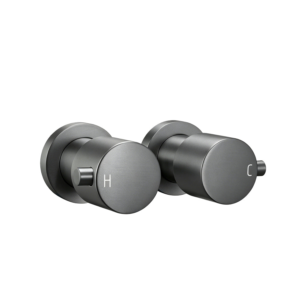 Round Gun Metal Grey Shower Wall Taps