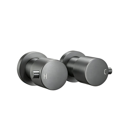 Round Gun Metal Grey Shower Wall Taps