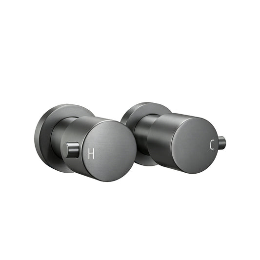 Round Gun Metal Grey Shower Wall Taps