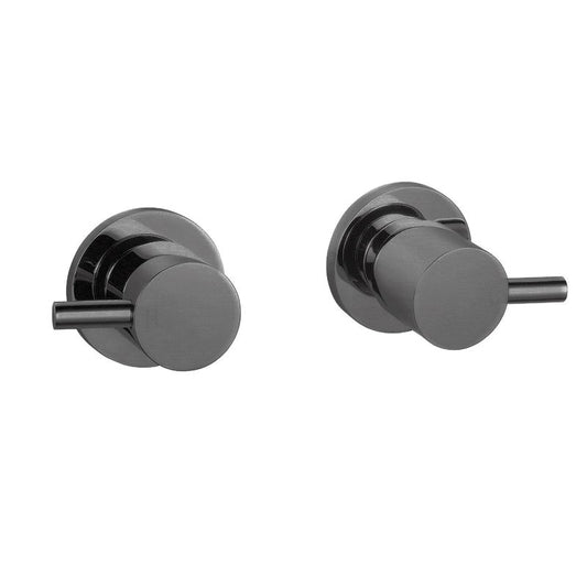 Round Gun Metal Grey Shower Wall Taps
