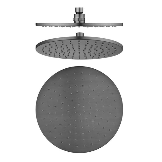 Round Gun Metal Grey Brass Shower Head 250mm