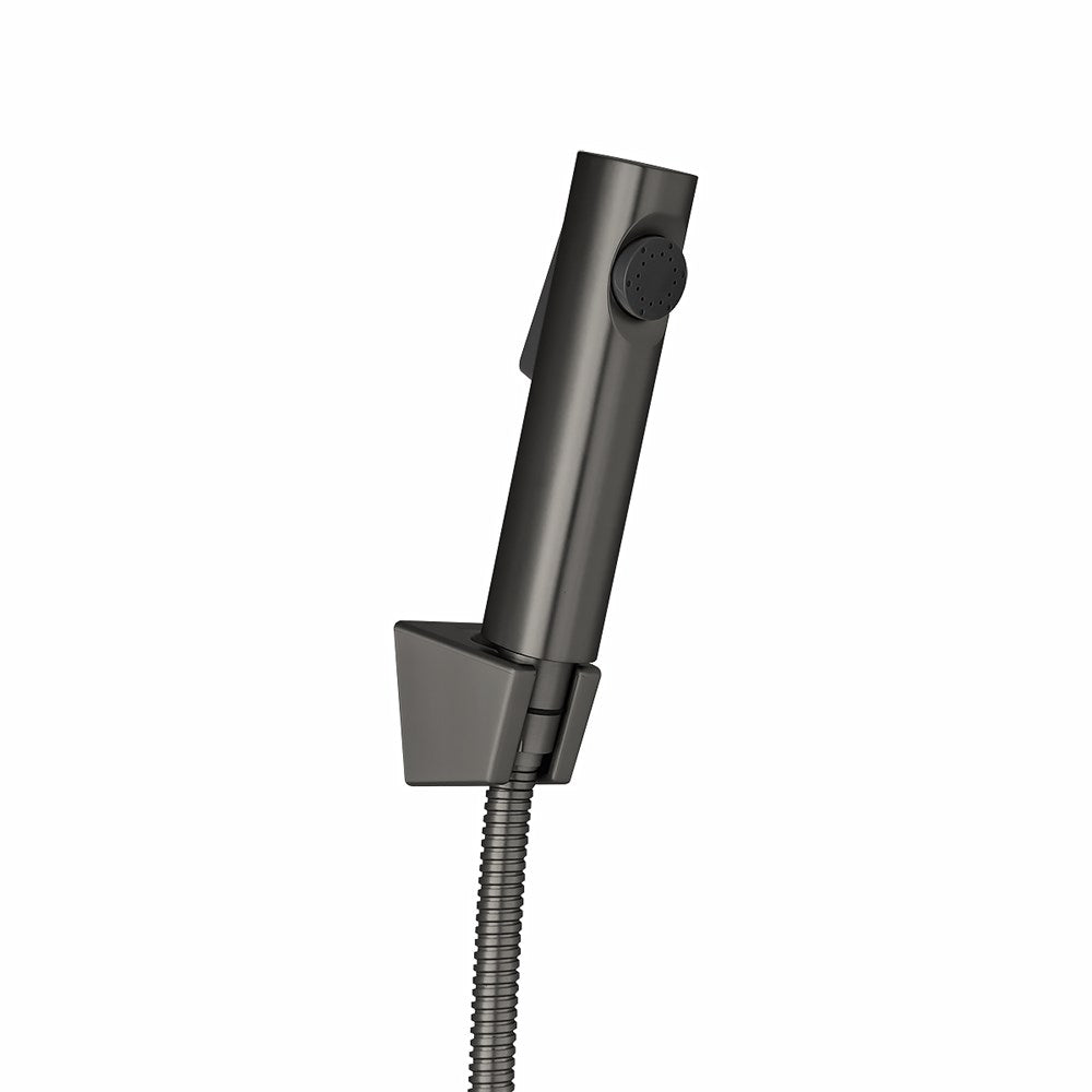 Round Gun Metal Grey ABS Toilet Bidet Spray Kit with Stainless Steel Hose