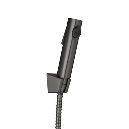 Round Gun Metal Grey ABS Toilet Bidet Spray Kit with Stainless Steel Hose