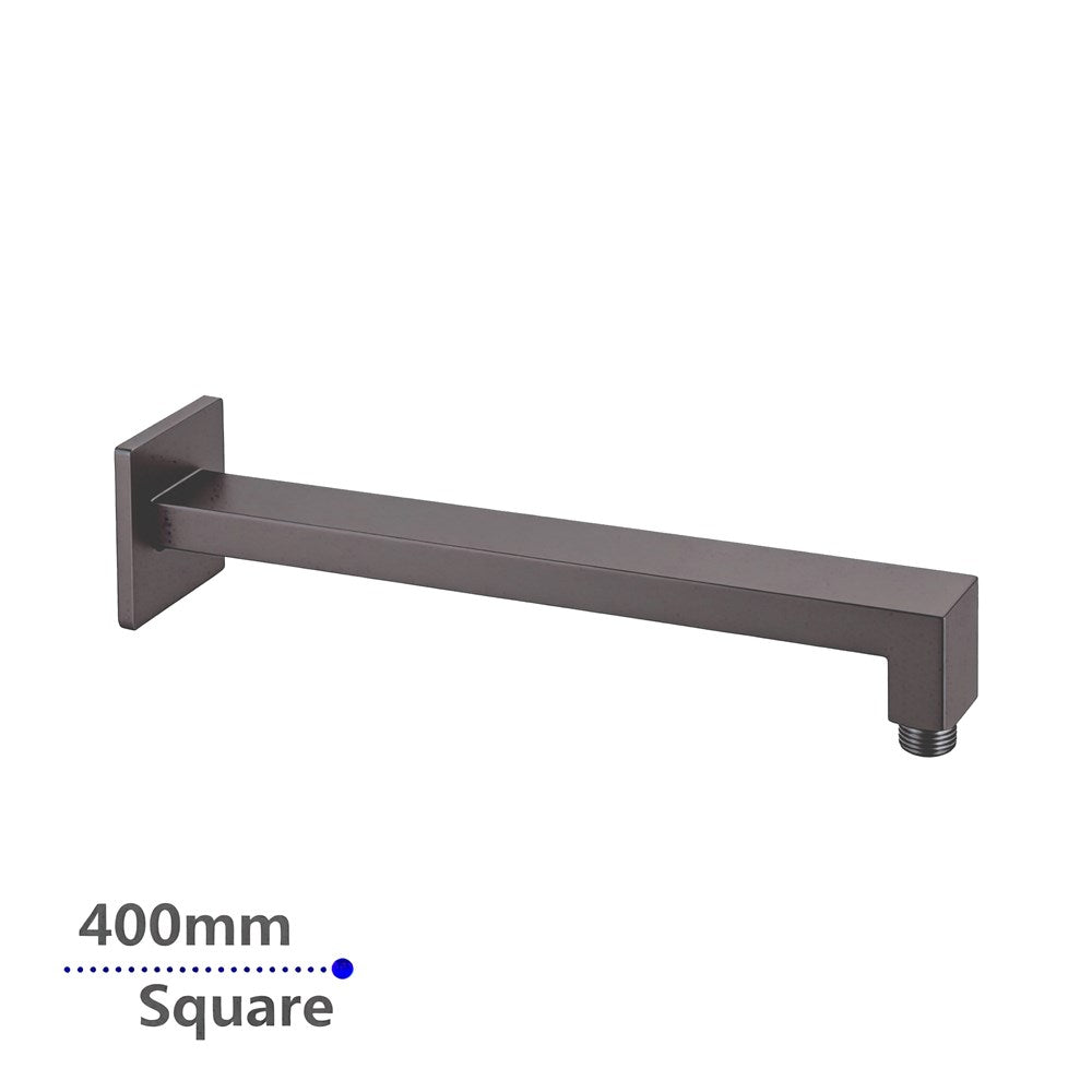 Square Gun Metal Grey Wall Mounted Shower Arm 400mm