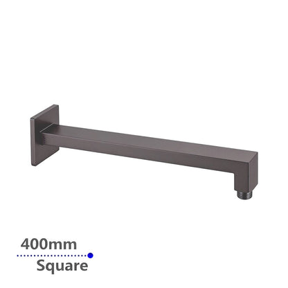 Square Gun Metal Grey Wall Mounted Shower Arm 400mm