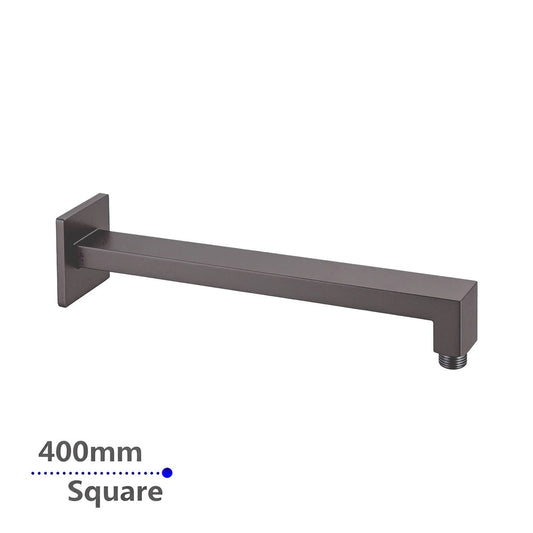Square Gun Metal Grey Wall Mounted Shower Arm 400mm