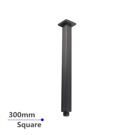 Square Gun Metal Grey Ceiling Shower Arm 300mm