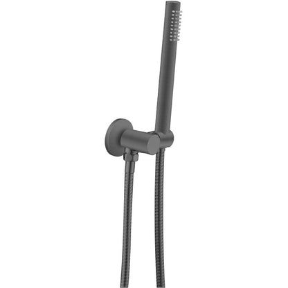 Round Gun Metal Grey Shower Rail with Handheld Shower(Stainless Steel Hose)