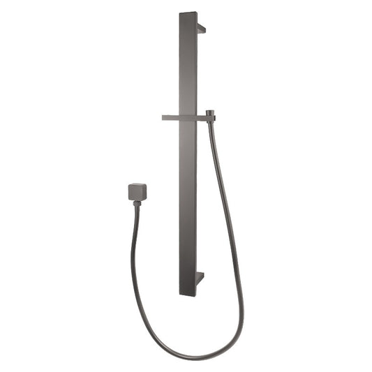 Square Gun Metal Grey Sliding Shower Rail without Handheld Shower(PVC Hose)