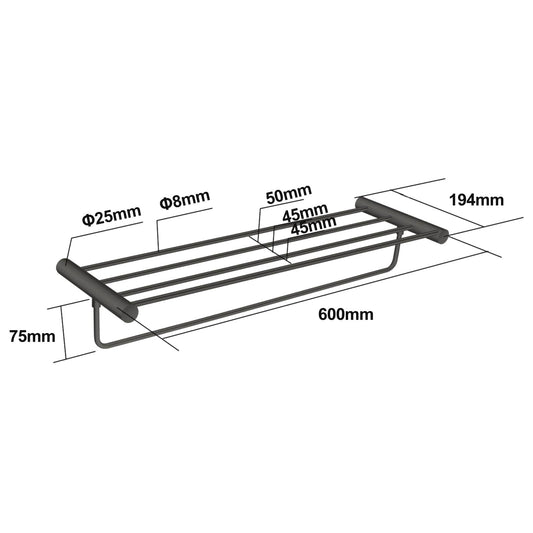 600mm Gunmetal 4 Bar Towel Rack | GM6202.TR