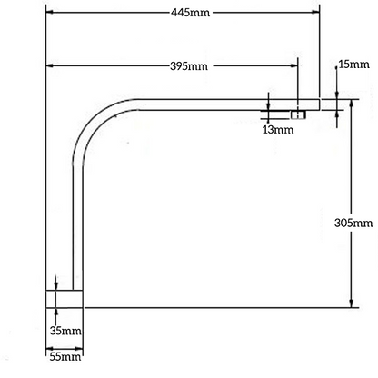 Goose Neck Wall Shower Arm SQUARE Heavy Duty - X