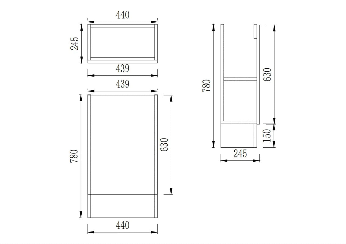 450mm Fluted Mini Floor Vanity PVC Left Side Hinge - Cabinet Only - Coastal Oak