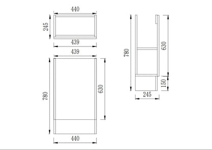 450mm Fluted Mini Floor Vanity PVC Left Side Hinge - Cabinet Only - Coastal Oak