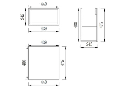 450mm Fluted Mini Wall Hung Vanity PVC Left Side Hinge - Cabinet Only - Prime Oak