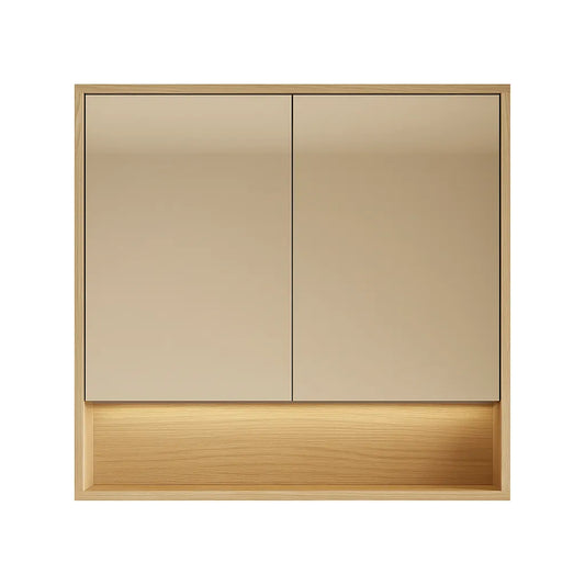 600mmx750mm PVC Shaving Cabinet With Shelf - Classic Oak