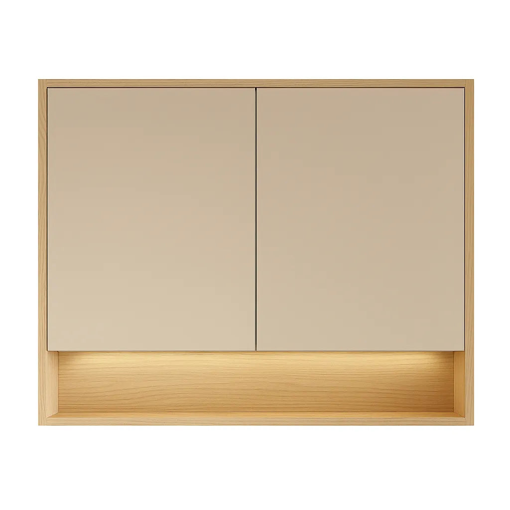 900mmx750mm PVC Shaving Cabinet With Shelf - Prime Oak