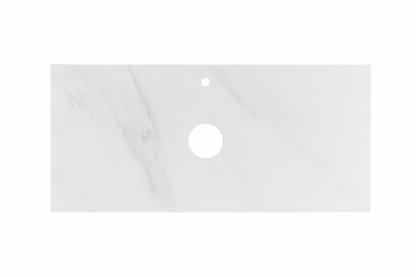 750mmx460mm Silica-Free Quartz Stone Top - Pure White - Tap Hole+Waste Hole