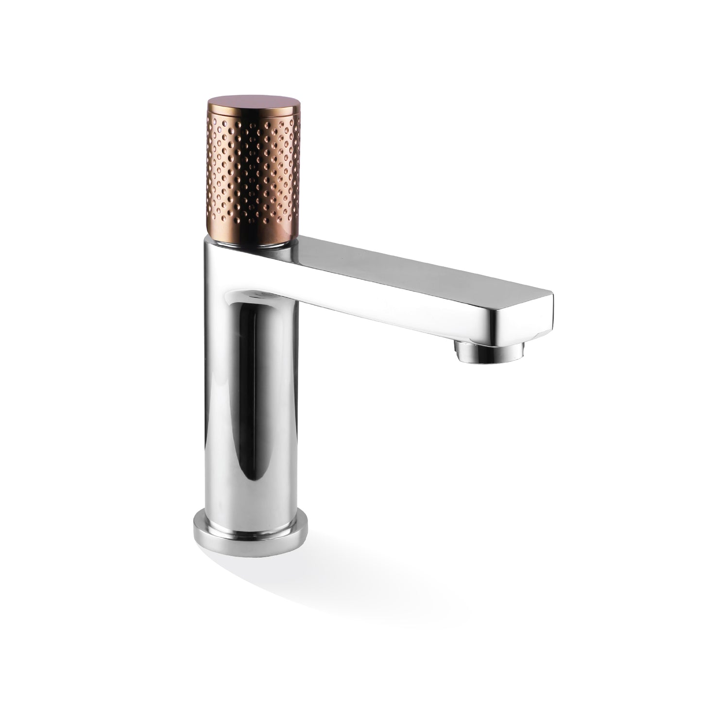 The GABE Standard Basin Mixer - Chrome with Rose Gold Handle